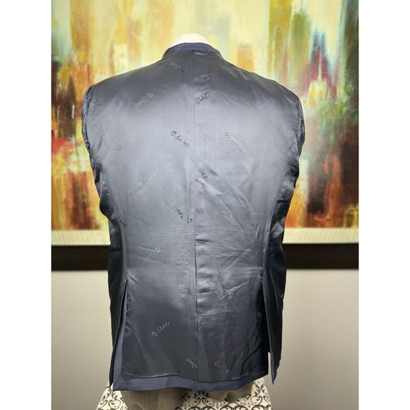 44R Mens Custom Tailored Scabal Super 140’s Blue Blazer - Suit Jacket Sport Coat - Picture 10 of 13